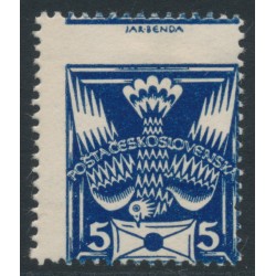 CZECHOSLOVAKIA - 1920 5H ultramarine Dove & Letter, misplaced perfs., MH – Michel # 162A
