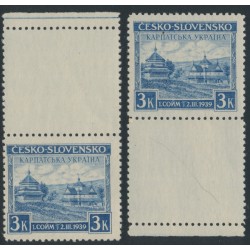 CZECHOSLOVAKIA - 1939 3K violet-blue Carpatho-Ukraine issue with tabs, MH – Michel # 1Lf