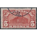 DENMARK - 1915 5Kr brown-red Copenhagen GPO with crosses watermark, used – Facit # 121