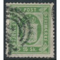 DENMARK - 1871 16Sk green Official (Tjenstemærke), perf. 14:13½, used – Facit # TJ3