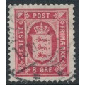 DENMARK - 1899 8øre carmine-red Official (Tjenstemærke), perf. 12¾:12¾, crown watermark, used – Facit # TJ14