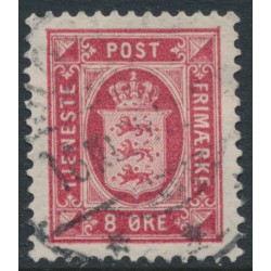 DENMARK - 1899 8øre carmine-red Official (Tjenstemærke), perf. 12¾:12¾, crown watermark, used – Facit # TJ14