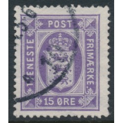 DENMARK - 1919 15øre violet Official (Tjenstemærke) with crosses watermark, used – Facit # TJ23