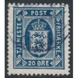 DENMARK - 1920 20øre dark blue Official (Tjenstemærke) with crosses watermark, used – Facit # TJ24