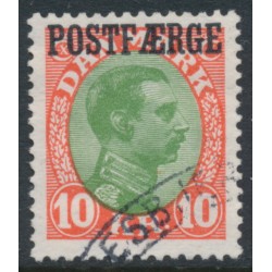 DENMARK - 1930 10Kr red/green King Christian X with POSTFÆRGE overprint, used – Facit # PF9