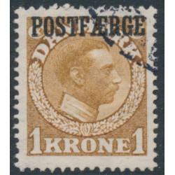 DENMARK - 1919 1Kr brown King Christian X, POSTFÆRGE overprint, used – Facit # PF10