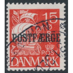 DENMARK - 1927 15øre red Caravelle (solid background) with POSTFÆRGE overprint, used – Facit # PF23