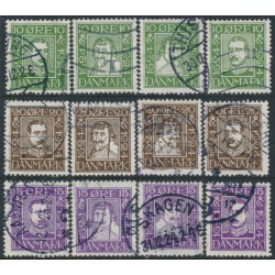 DENMARK - 1924 300th Anniversary of the Danish Post set of 12, used – Facit # 201-212