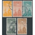 DENMARK - 1934 10øre to 1Kr Airmail set of 5, used – Facit # 262-266