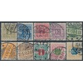 DENMARK - 1907 1øre to 10Kr Newspaper Stamps (Avisporto) set of 10, crown watermark, used – Facit # TI1-TI10