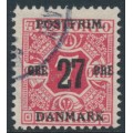 DENMARK - 1918 27øre on 7øre red Newspaper Stamp (Avisporto), crown watermark, used – Facit # 179