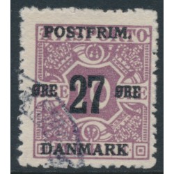 DENMARK - 1918 27øre on 10øre purple Newspaper Stamp (Avisporto), crown watermark, used – Facit # 180