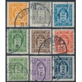 DENMARK - 1914-1923 1øre to 20øre Officials (Tjenstemærke) set of 9, crosses watermark, used – Facit # TJ16-TJ24