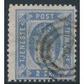 DENMARK - 1871 2Sk dull blue Official (Tjenstemærke), perf. 14:13½, used – Facit # TJ1b