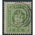 DENMARK - 1871 16Sk green Official (Tjenstemærke), perf. 14:13½, used – Facit # TJ3