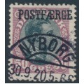 DENMARK - 1920 50øre black/burgundy King Christian X with POSTFÆRGE overprint, used – Facit # PF5