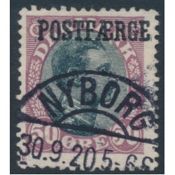 DENMARK - 1920 50øre black/burgundy King Christian X with POSTFÆRGE overprint, used – Facit # PF5