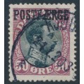 DENMARK - 1920 50øre black/burgundy King Christian X with POSTFÆRGE overprint, used – Facit # PF5