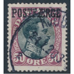 DENMARK - 1920 50øre black/burgundy King Christian X with POSTFÆRGE overprint, used – Facit # PF5