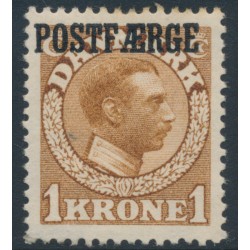 DENMARK - 1919 1Kr brown King Christian X with POSTFÆRGE overprint, MH – Facit # PF10