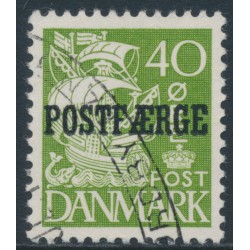 DENMARK - 1940 40øre green Caravelle (plate II) with POSTFÆRGE overprint, used – Facit # PF29b