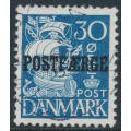 DENMARK - 1940 30øre blue Caravelle (plate II) with POSTFÆRGE overprint, used – Facit # PF27b