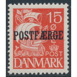DENMARK - 1927 15øre red Caravelle (solid background) with POSTFÆRGE overprint, MH – Facit # PF23