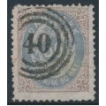 DENMARK - 1875 50øre blue-violet/brown Numeral, perf. 14:13½, used – Facit # 36a