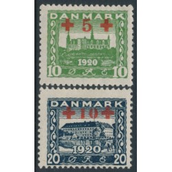 DENMARK - 1921 Red Cross charity overprints set of 2, MH – Facit # 199-200