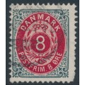 DENMARK - 1902 8øre grey/red Numeral, perf. 12¾, 3rd crown watermark, used – Facit # 40b
