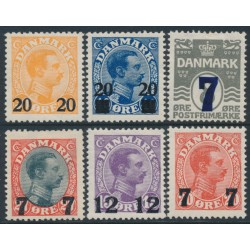 DENMARK - 1926-1927 overprints on King Christian X & Numeral issues, MH – Facit # 170-172+174-176