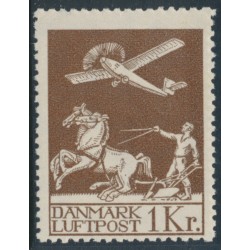 DENMARK - 1929 1Kr brown Airmail, MNH – Facit # 217