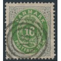 DENMARK - 1871 16Sk emerald-green/grey Numeral, perf. 14:13½, used – Facit # 24a