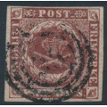 DENMARK - 1852 4 RBS red-brown Crown, imperforate, Thiele I printing, used – Facit # 2II