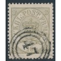 DENMARK - 1864 16Sk greenish dark grey Crown, perf. 13:12½, used – Facit # 15a