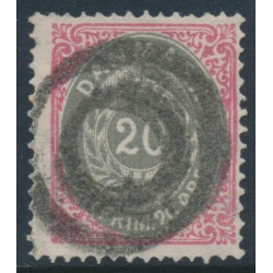 DENMARK - 1875 20øre grey/rose Numeral, perf. 14:13½, used – Facit # 34d