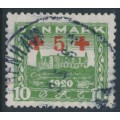 DENMARK - 1921 10øre + 5øre green Red Cross overprint, used – Facit # 199