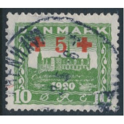 DENMARK - 1921 10øre + 5øre green Red Cross overprint, used – Facit # 199