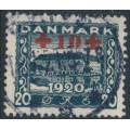 DENMARK - 1921 20øre + 10øre deep blue Red Cross overprint, used – Facit # 200