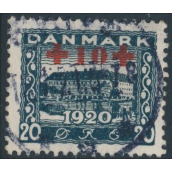 DENMARK - 1921 20øre + 10øre deep blue Red Cross overprint, used – Facit # 200