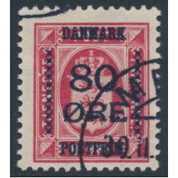 DENMARK - 1915 80øre on 8øre carmine-red Official, used – Facit # 123
