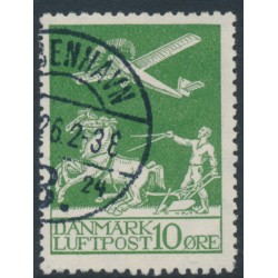 DENMARK - 1925 10øre green Airmail, used – Facit # 213