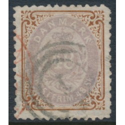 DENMARK - 1870 48Sk lilac/brown Numeral, perf. 12½:12½, used – Facit # 27