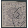 DENMARK - 1857 16Sk greyish violet Crown, imperforate, used – Facit # 6c