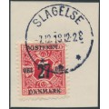 DENMARK - 1918 27øre on 7øre red Newspaper Stamp (Avisporto), crown watermark, used – Facit # 179