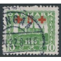 DENMARK - 1921 10øre + 5øre green Red Cross overprint, used – Facit # 199