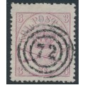 DENMARK - 1865 3Sk lilac Crown, perf. 13:12½, used – Facit # 12a