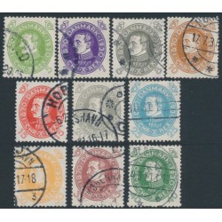 DENMARK - 1930 5øre to 40øre King Christian X set of 10, used – Facit # 246-255