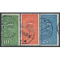 DENMARK - 1929 Cancer Research set of 3, used – Facit # 243-245