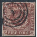 DENMARK - 1852 4 RBS red-brown Crown, ‘retouched POST & shading’ [I/53], used – Facit # 2II